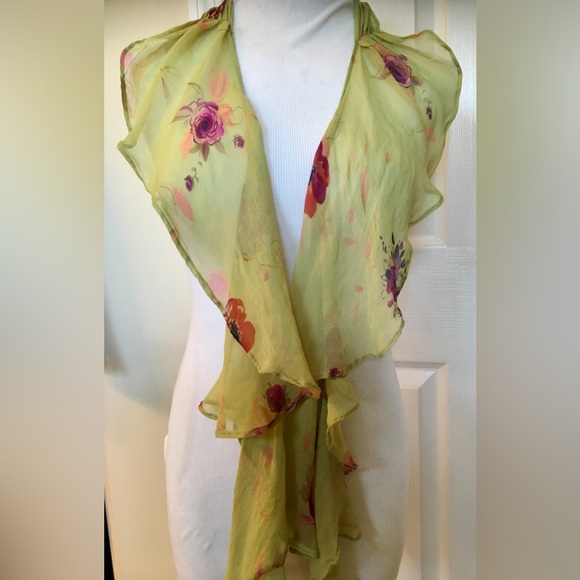 ELIZABETH GILLETT Anthropologie Asymmetrical Floral Roses Silk 100% - Picture 2 of 7